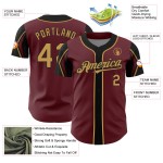 3 Farben Gold-Schwarz Formen Baseball Authentic Burgundy Arm Custom Old Jersey 3 Farben Gold-Schwarz Formen Baseball Authentic Burgundy Arm Custom Old Jersey