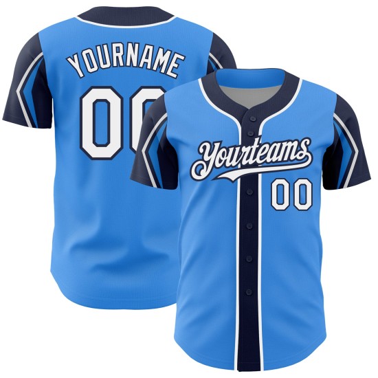 Shapes Custom Weiß-Marineblau Farben Authentic Jersey Arm Blau 3 Baseball Electric