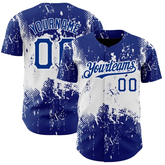 Authentisches Design Art Royal Grunge Weiß Splatter 3D Jersey Abstrakte Baseball Custom Muster Authentisches Design Art Royal Grunge Weiß Splatter 3D Jersey Abstrakte Baseball Custom Muster