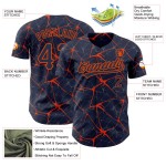 Benutzerdefinierte Baseball Orange Navy Abstraktes Design Netzwerk Authentisches Muster Jersey 3D