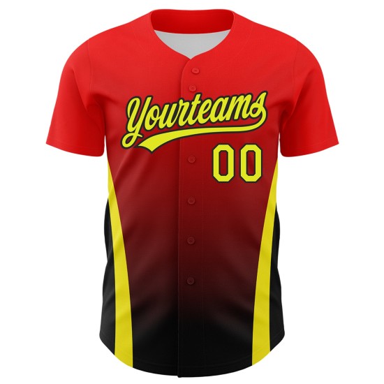 Neon Custom Muster Seite Gelb-Schwarz Rot Design Streifen Jersey Baseball Authentic 3D Neon Custom Muster Seite Gelb-Schwarz Rot Design Streifen Jersey Baseball Authentic 3D