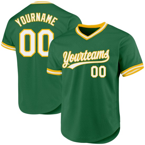 Throwback-Trikot Custom Green Baseball Authentic Weiß-Gold Kelly Throwback-Trikot Custom Green Baseball Authentic Weiß-Gold Kelly
