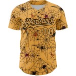 Jersey Web Muster Authentisches Design Schwarz Baseball Spinne Custom 3D Gold