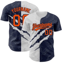 Baseball Custom Graffiti Muster Authentic Scratch Orange-Navy 3D Jersey