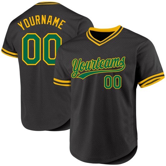 Throwback Baseball Custom Grün-Gold Trikot Schwarz Authentic Kelly Throwback Baseball Custom Grün-Gold Trikot Schwarz Authentic Kelly