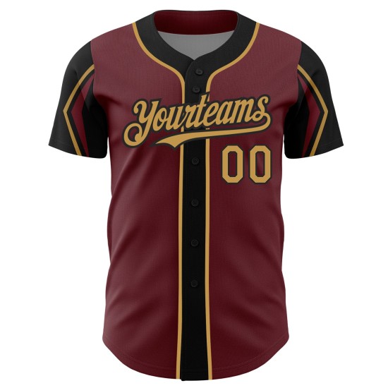 3 Farben Gold-Schwarz Formen Baseball Authentic Burgundy Arm Custom Old Jersey 3 Farben Gold-Schwarz Formen Baseball Authentic Burgundy Arm Custom Old Jersey