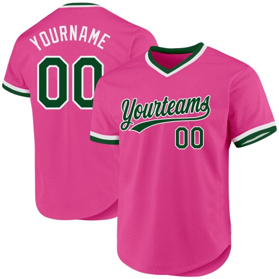 Baseball Throwback Pink Grün-Weiß Trikot Authentic Custom Baseball Throwback Pink Grün-Weiß Trikot Authentic Custom