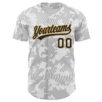 Authentisches Schwarz-Old Jersey Custom Design Linien Kurve Gold Muster 3D Baseball Weiß Authentisches Schwarz-Old Jersey Custom Design Linien Kurve Gold Muster 3D Baseball Weiß