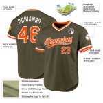 Olivgrünes authentisches bis benutzerdefiniertes orange-weißes Service Throwback Salute Jersey Baseball