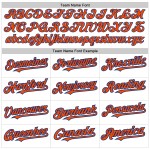 Authentisches Arm-Baseball-Trikot in Weiß, Orange und Königsfarben, individuell 3 Formen Authentisches Arm-Baseball-Trikot in Weiß, Orange und Königsfarben, individuell 3 Formen