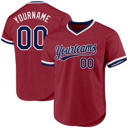 Custom Jersey Navy-Weiß Throwback Authentic Baseball Kastanienbraun