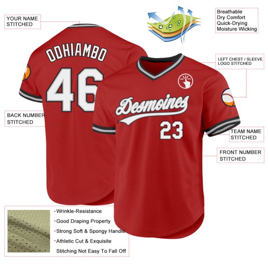 Schwarzes Baseball Custom Authentic Throwback Jersey Rot Schwarzes Baseball Custom Authentic Throwback Jersey Rot