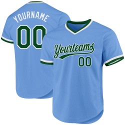 Hellgrün-Weiß Throwback Baseball Blau Custom Jersey Authentic