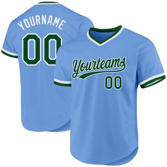 Hellgrün-Weiß Throwback Baseball Blau Custom Jersey Authentic Hellgrün-Weiß Throwback Baseball Blau Custom Jersey Authentic