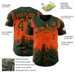 Benutzerdefinierte authentische Orange 3D Grunge Baseball Splatter abstrakte Muster Design Kunst Jersey grün