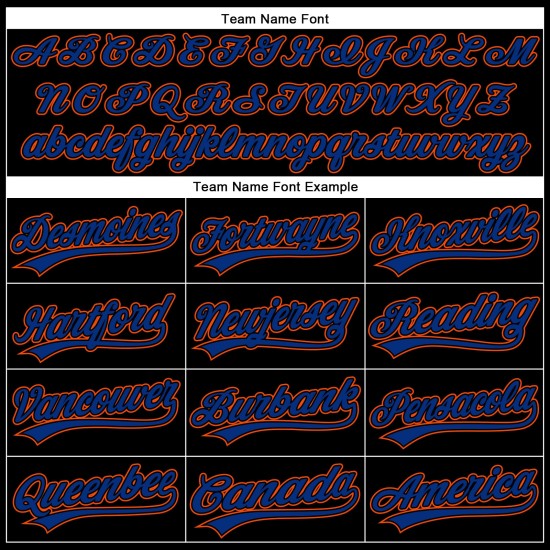 Design Benutzerdefinierte 3D Muster Authentische Royal-Orange Solid Jersey Curve Baseball Schwarz Design Benutzerdefinierte 3D Muster Authentische Royal-Orange Solid Jersey Curve Baseball Schwarz