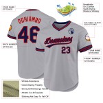 Throwback Gray Custom Baseball Authentic Marineblau-Rot Trikot Throwback Gray Custom Baseball Authentic Marineblau-Rot Trikot