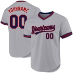 Throwback Gray Custom Baseball Authentic Marineblau-Rot Trikot Throwback Gray Custom Baseball Authentic Marineblau-Rot Trikot