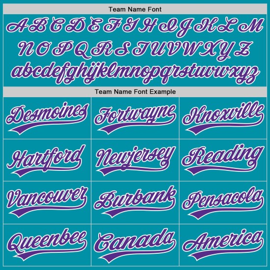 Lila-Weißes Jersey Custom Authentic Baseball Throwback Teal
