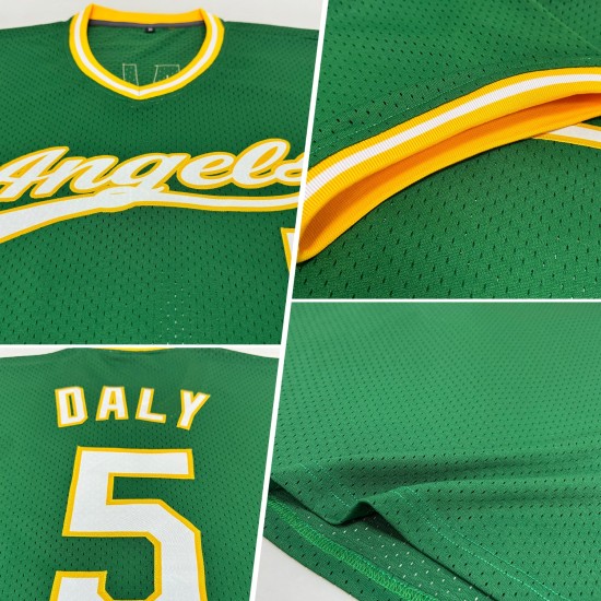 Throwback-Trikot Custom Green Baseball Authentic Weiß-Gold Kelly Throwback-Trikot Custom Green Baseball Authentic Weiß-Gold Kelly