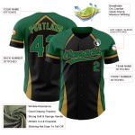 Schwarz Grün-Old Curve Authentic Custom 3D Jersey Baseball Kelly Muster Gold Solid Design