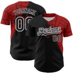 Web Spider Muster Authentic Schwarz Rot-Weiß Design Custom Baseball Jersey 3D