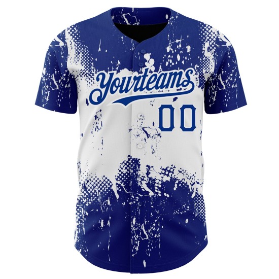 Authentisches Design Art Royal Grunge Weiß Splatter 3D Jersey Abstrakte Baseball Custom Muster Authentisches Design Art Royal Grunge Weiß Splatter 3D Jersey Abstrakte Baseball Custom Muster