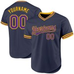 Authentisches Lila-Gold Custom Navy Baseball-Trikot Throwback Authentisches Lila-Gold Custom Navy Baseball-Trikot Throwback