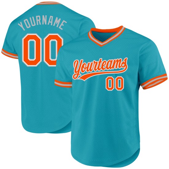 Baseball Orange-Grau Teal Jersey Throwback Authentic Custom Baseball Orange-Grau Teal Jersey Throwback Authentic Custom