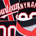 Authentisches Arm-Baseball-Trikot in Weiß, Orange und Königsfarben, individuell 3 Formen Authentisches Arm-Baseball-Trikot in Weiß, Orange und Königsfarben, individuell 3 Formen
