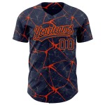 Benutzerdefinierte Baseball Orange Navy Abstraktes Design Netzwerk Authentisches Muster Jersey 3D