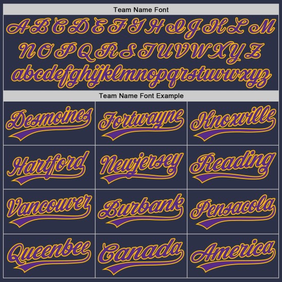 Authentisches Lila-Gold Custom Navy Baseball-Trikot Throwback Authentisches Lila-Gold Custom Navy Baseball-Trikot Throwback