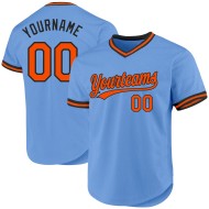 Benutzerdefinierte Orange-Schwarz Throwback Jersey Blau Authentic Baseball Light