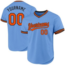 Benutzerdefinierte Orange-Schwarz Throwback Jersey Blau Authentic Baseball Light