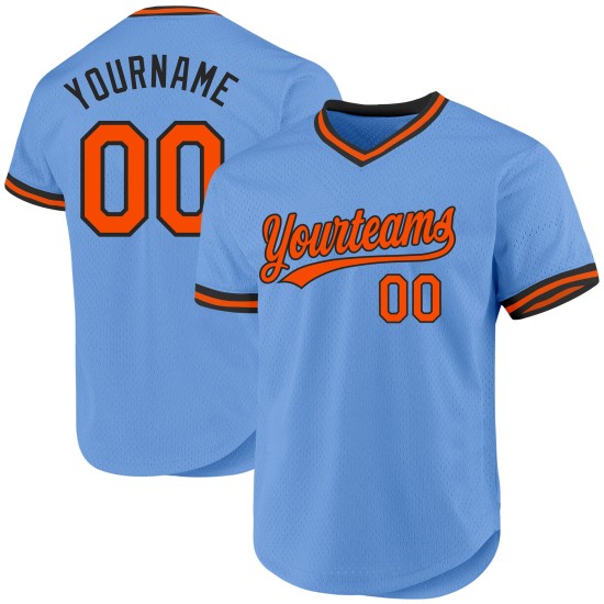 Benutzerdefinierte Orange-Schwarz Throwback Jersey Blau Authentic Baseball Light Benutzerdefinierte Orange-Schwarz Throwback Jersey Blau Authentic Baseball Light