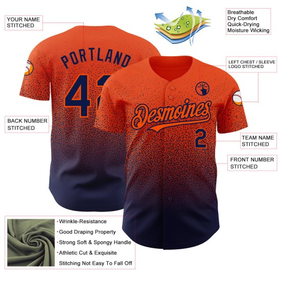 Jersey Custom Fashion Fade Baseball Orange Authentic Navy Jersey Custom Fashion Fade Baseball Orange Authentic Navy