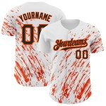 Muster Authentic Weiß Custom Design Baseball Abstrakte Splash Jersey 3D Schwarz-Orange