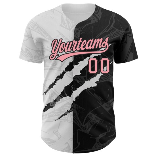Baseball Authentic Jersey Pink-Schwarz 3D Graffiti Custom Scratch Muster Medium Baseball Authentic Jersey Pink-Schwarz 3D Graffiti Custom Scratch Muster Medium