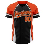 Authentische Baseball Custom Schwarz Curve Solid Jersey Muster Design Orange-Weiß 3D
