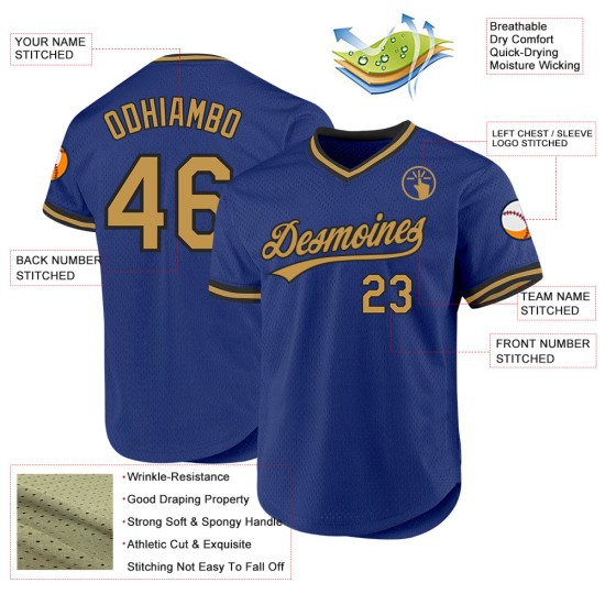 Royal Old Gold-Schwarz Authentic Baseball Jersey Throwback Custom Royal Old Gold-Schwarz Authentic Baseball Jersey Throwback Custom