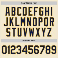 Authentisches, cremefarbenes, individuelles Throwback-Baseballtrikot in Marineblau und Gold