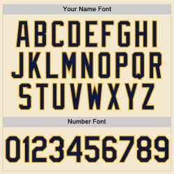 Authentisches, cremefarbenes, individuelles Throwback-Baseballtrikot in Marineblau und Gold Authentisches, cremefarbenes, individuelles Throwback-Baseballtrikot in Marineblau und Gold