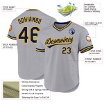 Authentisches Custom Throwback Baseball-Trikot Grau Navy-Gold Authentisches Custom Throwback Baseball-Trikot Grau Navy-Gold