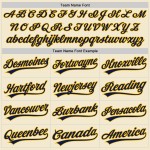 Authentisches, cremefarbenes, individuelles Throwback-Baseballtrikot in Marineblau und Gold Authentisches, cremefarbenes, individuelles Throwback-Baseballtrikot in Marineblau und Gold