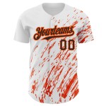 Muster Authentic Weiß Custom Design Baseball Abstrakte Splash Jersey 3D Schwarz-Orange