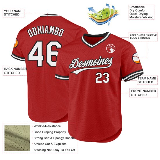 Jersey Baseball Rot Grau-Schwarz Authentic Custom Throwback Jersey Baseball Rot Grau-Schwarz Authentic Custom Throwback