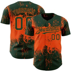 Benutzerdefinierte authentische Orange 3D Grunge Baseball Splatter abstrakte Muster Design Kunst Jersey grün
