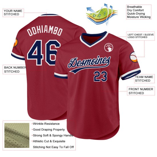 Custom Jersey Navy-Weiß Throwback Authentic Baseball Kastanienbraun Custom Jersey Navy-Weiß Throwback Authentic Baseball Kastanienbraun