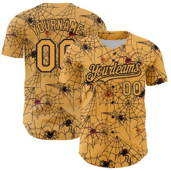 Jersey Web Muster Authentisches Design Schwarz Baseball Spinne Custom 3D Gold