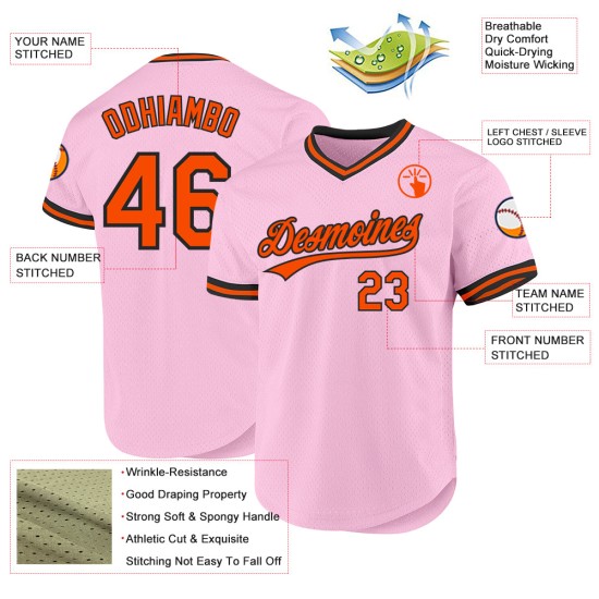 Throwback Custom Authentic Pink Baseball Trikot Hellorange-Schwarz Throwback Custom Authentic Pink Baseball Trikot Hellorange-Schwarz